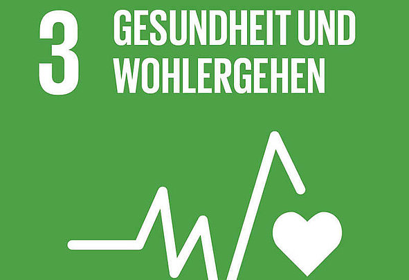 Symbol des Ziels für nachhaltige Entwicklung 3 Gesundheit und Wohlergehen